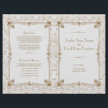 Royal Fleur-de-Lis Art Deco Gold White 20s Program<br><div class="desc">Glamourous design featuring a faux gold vintage shape with the royal symbol Fleur-de-Lis, on a textured white background with a faux gold Art Deco pattern. Use Customise tool to add your info. Optional, you can remove the front background. For matching items, please, visit my Royal Gold White Art Deco Collection....</div>