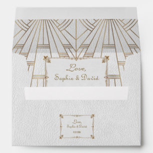 Royal Fleur-de-Lis Art Deco Gold White 20s Wedding Envelope