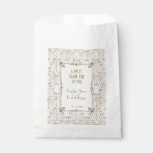 Royal Fleur-de-Lis Art Deco Gold White 20s Wedding Favour Bag