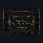 Royal Fleur-de-lis Gold Great Gatsby Bridal Shower Magnet<br><div class="desc">Royal, Romantic, Vintage card design featuring a Great Gatsby art deco style, a Roaring 1920's old Hollywood, with faux gold foil Fleur-de-lis overlay, divider and gorgeous fonts, on a black textured pattern background. Use Personalise tool to add your information. For more, visit please, my Charming Great Gatsby Art Deco Collection....</div>