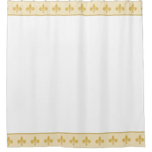 Royal fleur de lis, golden lily flowers shower curtain