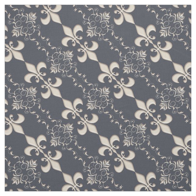 Royal, Fleur de Lis pattern Fabric (Swatch)