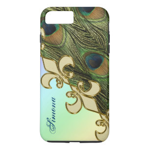 Royal Fleur-de-lis Peacock iPhone 7 Plus Monogram iPhone 8 Plus/7 Plus Case
