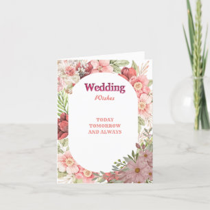 Royal Floral Wedding Greetings Wishing Congrates Thank You Card