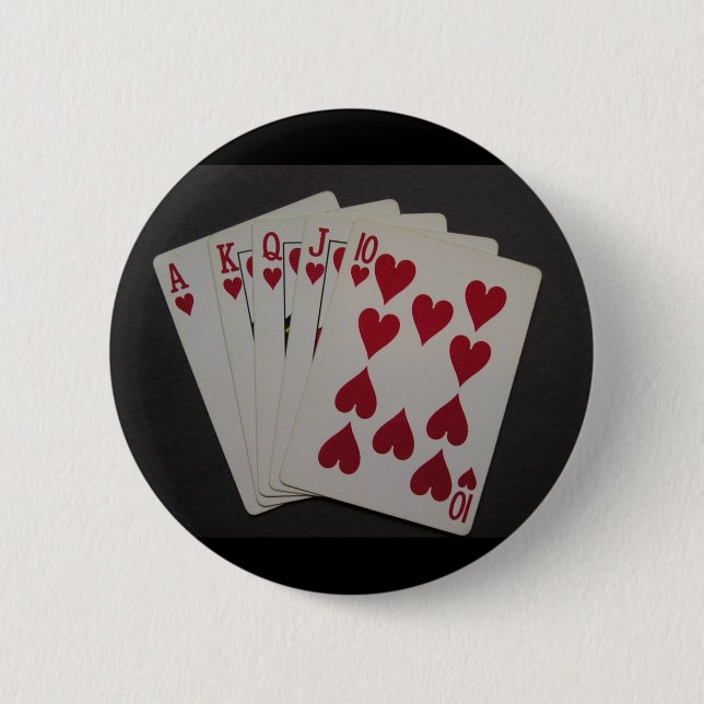 Royal Flush 6 Cm Round Badge (Front)