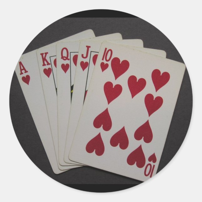 Royal Flush Classic Round Sticker (Front)