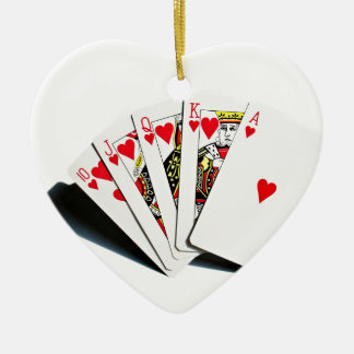 Royal Flush Hearts Ceramic Ornament