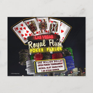 Royal Flush Poker FantaSign Retro Neon Sign Night Postcard
