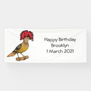 Royal flycatcher bird cartoon illustration banner