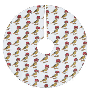 Royal flycatcher bird cartoon illustration brushed polyester tree skirt
