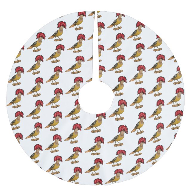 Royal flycatcher bird cartoon illustration  brushed polyester tree skirt (Front)