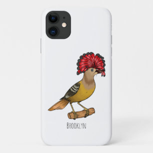 Royal flycatcher bird cartoon illustration iPhone 11 case