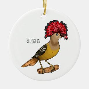 Royal flycatcher bird cartoon illustration ceramic ornament