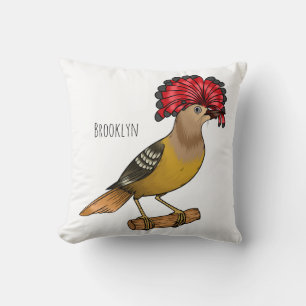 Royal flycatcher bird cartoon illustration cushion