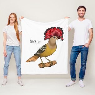 Royal flycatcher bird cartoon illustration fleece blanket