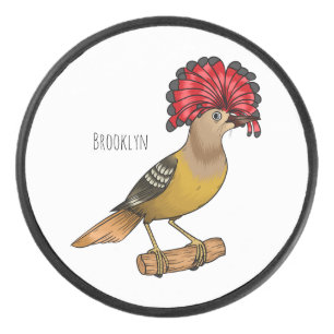 Royal flycatcher bird cartoon illustration hockey puck
