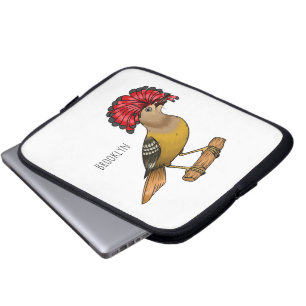 Royal flycatcher bird cartoon illustration laptop sleeve