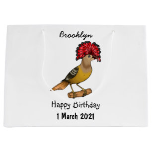 Royal flycatcher bird cartoon illustration large gift bag