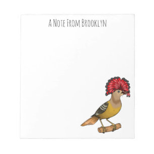 Royal flycatcher bird cartoon illustration notepad