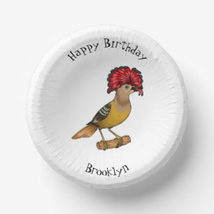 Royal flycatcher bird cartoon illustration paper plate