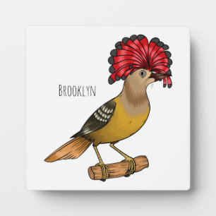 Royal flycatcher bird cartoon illustration plaque