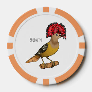 Royal flycatcher bird cartoon illustration poker chips