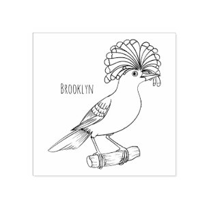Royal flycatcher bird cartoon illustration rubber stamp