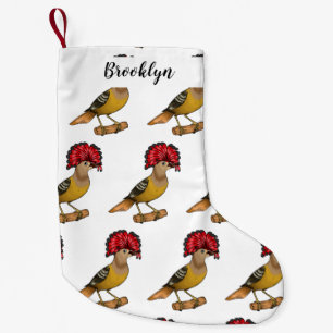 Royal flycatcher bird cartoon illustration small christmas stocking
