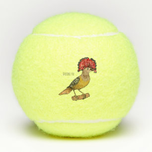 Royal flycatcher bird cartoon illustration tennis balls