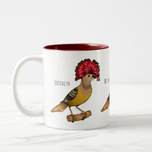 Royal flycatcher bird cartoon illustration Two-Tone coffee mug
