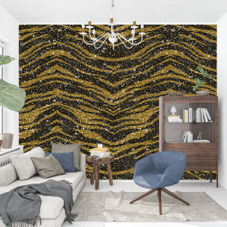 Royal French Sparkle black and golden tigger print Wallpaper