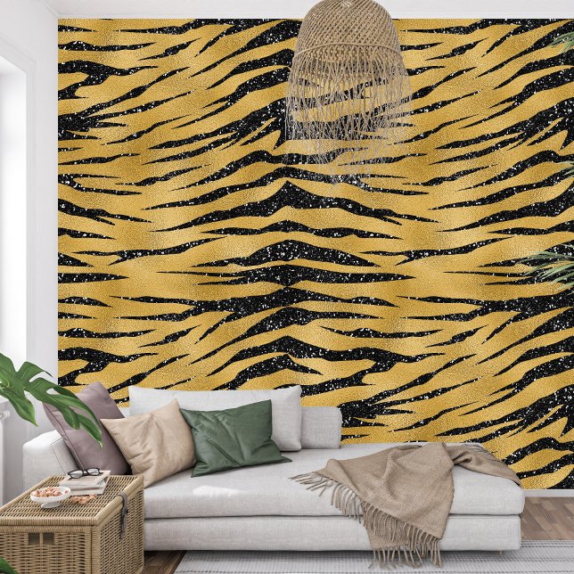 Royal French Sparkle black and golden tigger print Wallpaper (Royal French Sparkle black and golden tigger print Wallpaper)