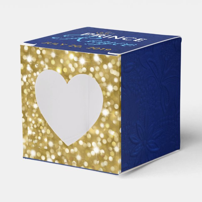 Royal Gifts|African Prince|Blue|Gold Glitter Favour Box (Front Side)