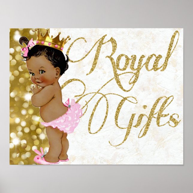 Royal Gifts|African Princess Pink and Gold Glitter Poster (Front)