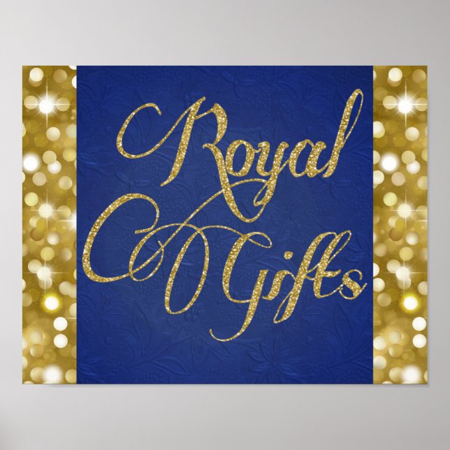 Royal Gifts|Gold Glitter & Royal Blue Event Poster (Front)