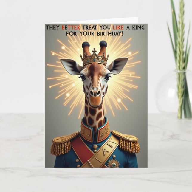 Royal Giraffe Birthday Card (Front)
