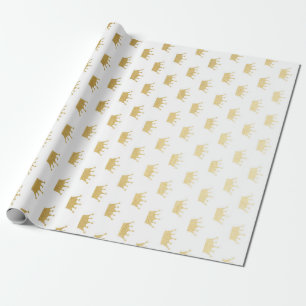 Royal Glam Golden Crown Princess White Vip Wrapping Paper