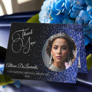 Royal Glitter Glitz Pageant Thank You Card