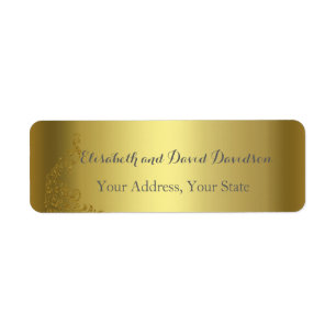 Royal Gold Abstract Peacock Wedding Address Label Return Address Label