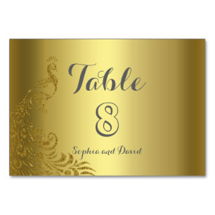 Royal Gold Abstract Peacock Wedding TABLE NUMBER