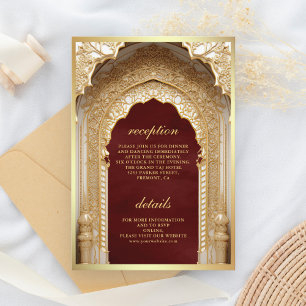Royal Gold Arch Maroon Wedding  Enclosure Card