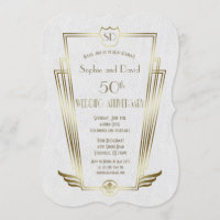Royal Gold Art Deco Monogram Wedding Anniversary