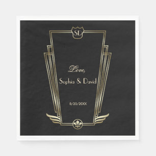 Royal Gold Art Deco Monogram Wedding Napkin