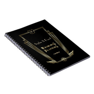 Royal Gold Art Deco Monogram Wedding Planner Notebook