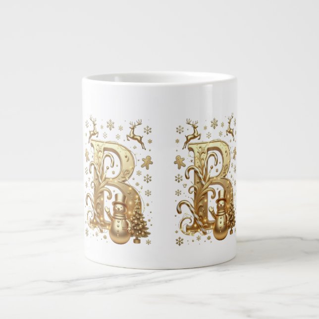 Royal Gold B Luxury Snowman Jumbo Mug (Front)