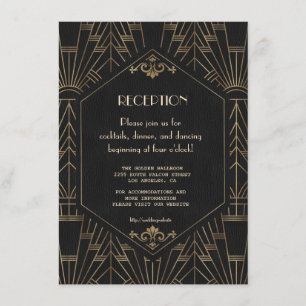 Royal Gold Black Great Gatsby Wedding Reception Enclosure Card