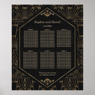 Royal Gold Black Great Gatsby Wedding Siting Chart