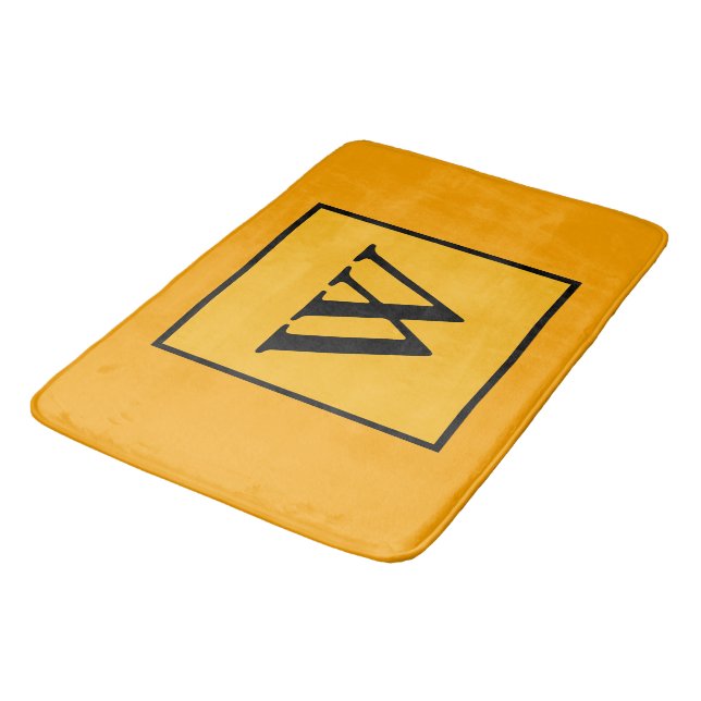 Royal Gold Black Monogram Geometric  Bath Mat (Angled)