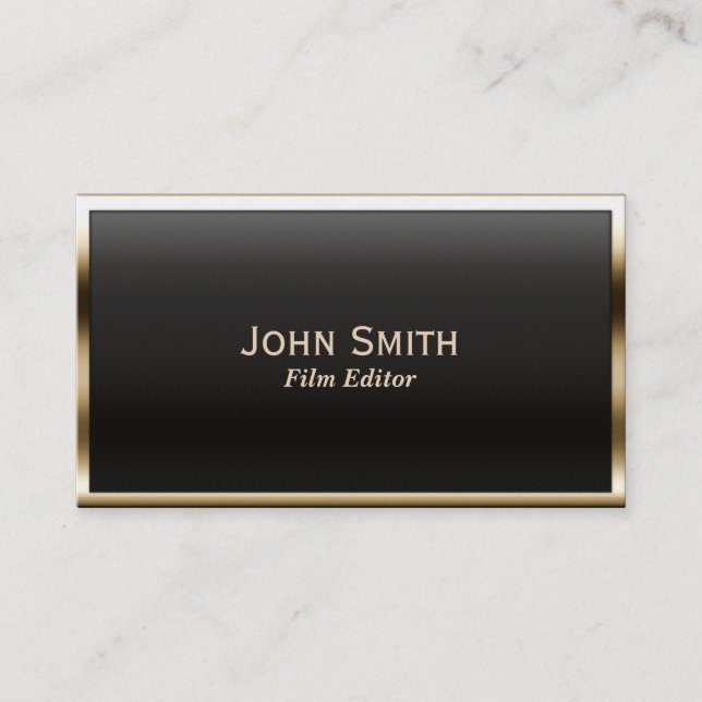 Royal Gold Border Film Editor Business Card (Front)
