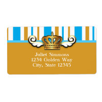 Royal Gold Crown Blue Elegant Party Sticker Label